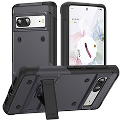 Silicone Matte Finish and Plastic Back Cover Case with Stand MQ2 for Google Pixel 7 5G Dark Gray