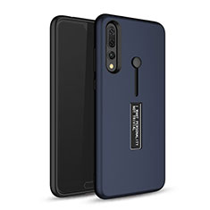 Silicone Matte Finish and Plastic Back Cover Case with Stand P01 for Huawei P20 Pro Blue