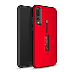 Silicone Matte Finish and Plastic Back Cover Case with Stand P01 for Huawei P20 Pro Red