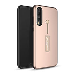 Silicone Matte Finish and Plastic Back Cover Case with Stand P01 for Huawei P20 Pro Rose Gold