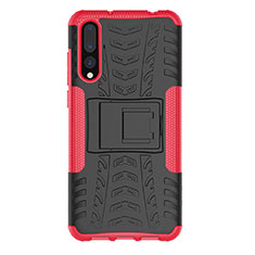 Silicone Matte Finish and Plastic Back Cover Case with Stand P02 for Huawei P20 Pro Hot Pink