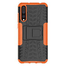 Silicone Matte Finish and Plastic Back Cover Case with Stand P02 for Huawei P20 Pro Orange
