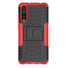 Silicone Matte Finish and Plastic Back Cover Case with Stand P02 for Huawei P20 Pro Red