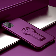 Silicone Matte Finish and Plastic Back Cover Case with Stand R01 for Apple iPhone 11 Pro Max Purple