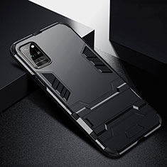 Silicone Matte Finish and Plastic Back Cover Case with Stand R01 for Huawei Honor Play4 Pro 5G Black