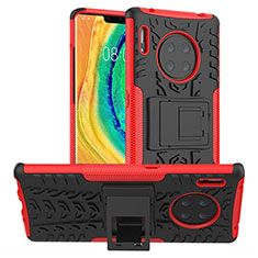 Silicone Matte Finish and Plastic Back Cover Case with Stand R01 for Huawei Mate 30 Pro Red