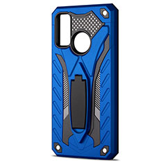 Silicone Matte Finish and Plastic Back Cover Case with Stand R01 for Huawei Nova Lite 3 Plus Blue