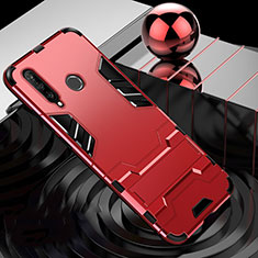 Silicone Matte Finish and Plastic Back Cover Case with Stand R01 for Huawei P30 Lite New Edition Red