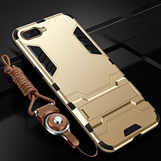 Silicone Matte Finish and Plastic Back Cover Case with Stand R01 for Oppo K1 Gold