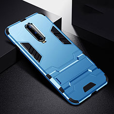 Silicone Matte Finish and Plastic Back Cover Case with Stand R01 for Oppo R17 Pro Sky Blue