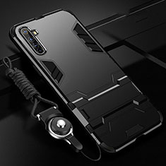 Silicone Matte Finish and Plastic Back Cover Case with Stand R01 for Realme X50 Pro 5G Black