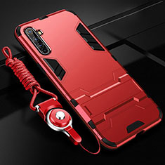 Silicone Matte Finish and Plastic Back Cover Case with Stand R01 for Realme X50 Pro 5G Red