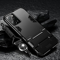 Silicone Matte Finish and Plastic Back Cover Case with Stand R01 for Xiaomi Poco X5 Pro 5G Black