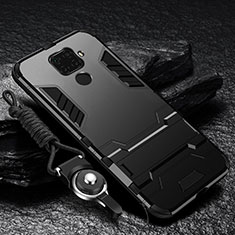 Silicone Matte Finish and Plastic Back Cover Case with Stand R01 for Xiaomi Redmi 10X 4G Black