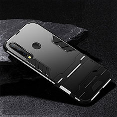 Silicone Matte Finish and Plastic Back Cover Case with Stand R02 for Huawei P Smart+ Plus (2019) Black