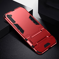 Silicone Matte Finish and Plastic Back Cover Case with Stand R02 for Samsung Galaxy Note 10 Red