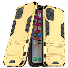 Silicone Matte Finish and Plastic Back Cover Case with Stand R03 for Apple iPhone 11 Pro Max Gold