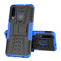 Silicone Matte Finish and Plastic Back Cover Case with Stand R03 for Huawei P Smart+ Plus (2019) Blue