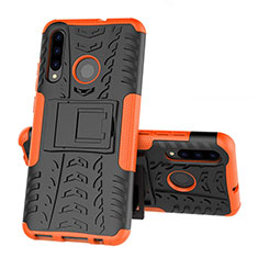 Silicone Matte Finish and Plastic Back Cover Case with Stand R03 for Huawei P Smart+ Plus (2019) Orange