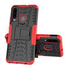 Silicone Matte Finish and Plastic Back Cover Case with Stand R03 for Huawei P Smart+ Plus (2019) Red