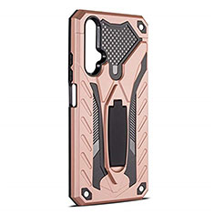 Silicone Matte Finish and Plastic Back Cover Case with Stand R04 for Huawei Honor 20S Rose Gold