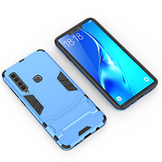 Silicone Matte Finish and Plastic Back Cover Case with Stand T02 for Samsung Galaxy A9 (2018) A920 Sky Blue