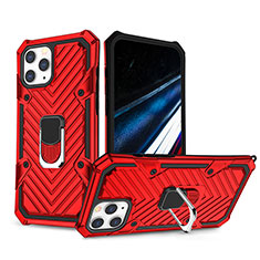 Silicone Matte Finish and Plastic Back Cover Case with Stand YF1 for Apple iPhone 13 Pro Red