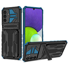 Silicone Matte Finish and Plastic Back Cover Case with Stand YF1 for Samsung Galaxy A04s Blue