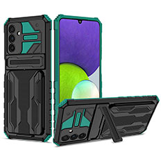 Silicone Matte Finish and Plastic Back Cover Case with Stand YF1 for Samsung Galaxy A04s Green