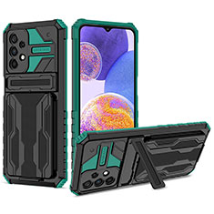 Silicone Matte Finish and Plastic Back Cover Case with Stand YF1 for Samsung Galaxy A23 5G Green