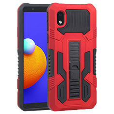 Silicone Matte Finish and Plastic Back Cover Case with Stand YF1 for Samsung Galaxy M01 Core Red