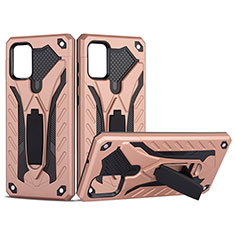 Silicone Matte Finish and Plastic Back Cover Case with Stand YF2 for Samsung Galaxy A51 4G Rose Gold
