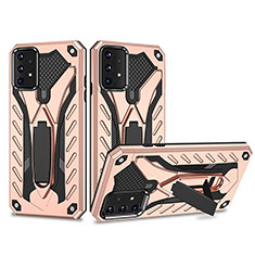 Silicone Matte Finish and Plastic Back Cover Case with Stand YF2 for Samsung Galaxy A52 4G Rose Gold