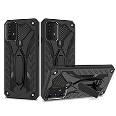 Silicone Matte Finish and Plastic Back Cover Case with Stand YF2 for Samsung Galaxy A52 5G Black