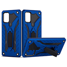 Silicone Matte Finish and Plastic Back Cover Case with Stand YF2 for Samsung Galaxy A71 5G Blue