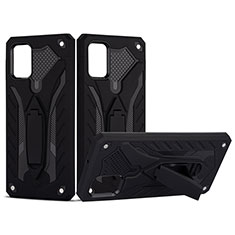 Silicone Matte Finish and Plastic Back Cover Case with Stand YF2 for Samsung Galaxy M40S Black