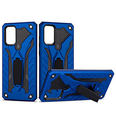 Silicone Matte Finish and Plastic Back Cover Case with Stand YF2 for Samsung Galaxy S20 Plus 5G Blue