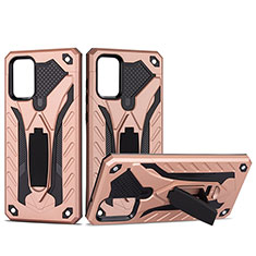 Silicone Matte Finish and Plastic Back Cover Case with Stand YF2 for Samsung Galaxy S20 Plus 5G Rose Gold
