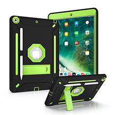 Silicone Matte Finish and Plastic Back Cover Case with Stand YJ1 for Apple iPad 10.2 (2021) Green