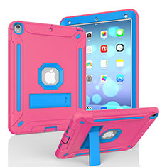 Silicone Matte Finish and Plastic Back Cover Case with Stand YJ1 for Apple iPad Air 3 Hot Pink