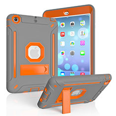 Silicone Matte Finish and Plastic Back Cover Case with Stand YJ1 for Apple iPad Mini 2 Orange