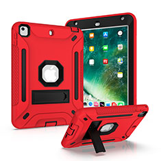 Silicone Matte Finish and Plastic Back Cover Case with Stand YJ1 for Apple iPad Mini 4 Red