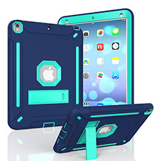 Silicone Matte Finish and Plastic Back Cover Case with Stand YJ1 for Apple iPad Pro 10.5 Blue