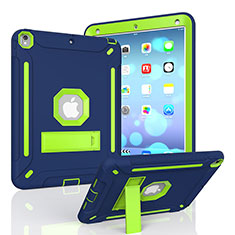 Silicone Matte Finish and Plastic Back Cover Case with Stand YJ2 for Apple iPad Air 3 Blue