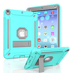 Silicone Matte Finish and Plastic Back Cover Case with Stand YJ2 for Apple iPad Air 3 Mint Blue