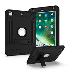 Silicone Matte Finish and Plastic Back Cover Case with Stand YJ2 for Apple iPad Mini 4 Black