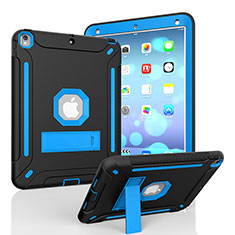 Silicone Matte Finish and Plastic Back Cover Case with Stand YJ2 for Apple iPad Pro 10.5 Blue and Black
