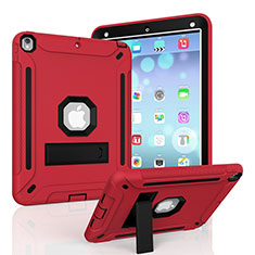 Silicone Matte Finish and Plastic Back Cover Case with Stand YJ2 for Apple iPad Pro 10.5 Red