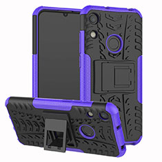 Silicone Matte Finish and Plastic Back Cover Case with Stand Z01 for Huawei Y6 (2019) Purple