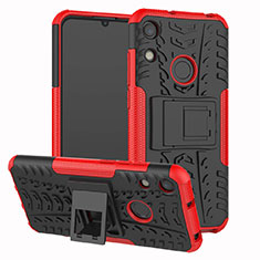 Silicone Matte Finish and Plastic Back Cover Case with Stand Z01 for Huawei Y6 (2019) Red
